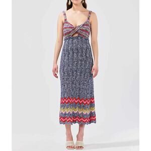 Hayley Menzies Zig-Zag Boucle Knit Twisted Cutout Sleeveless Midi Maxi Dress XS